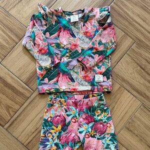 Hey Popinjay! Organic cottonTropical Floral Kids set size 92/98, us2
